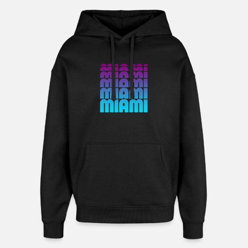 Grille de gradient de Miami - Sweat à capuche unisexe Stanley/Stella Oversized - noir