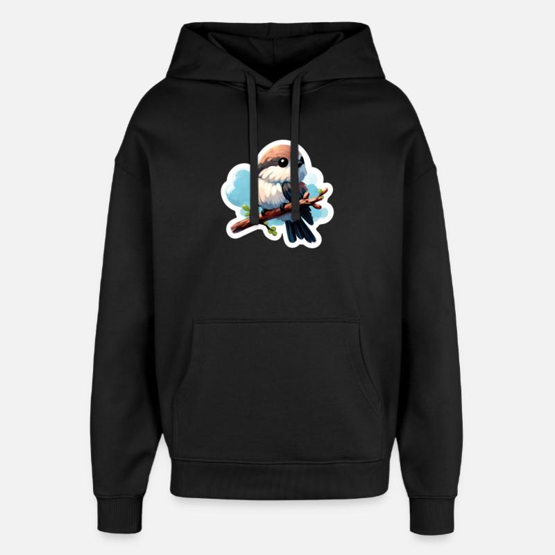 Süßer Vogel auf Ast Sticker - Oversized Unisex Hoodie von Stanley/Stella - Schwarz