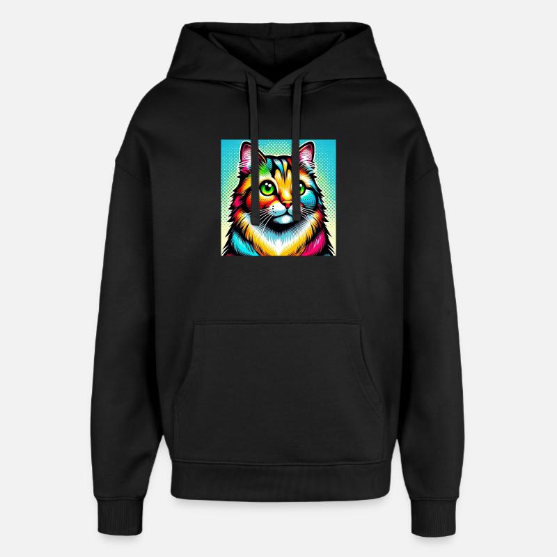 Katze Pop Art - Oversized Unisex Hoodie von Stanley/Stella - Schwarz