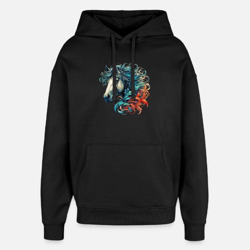 Cheval - Sweat à capuche unisexe Stanley/Stella Oversized - noir