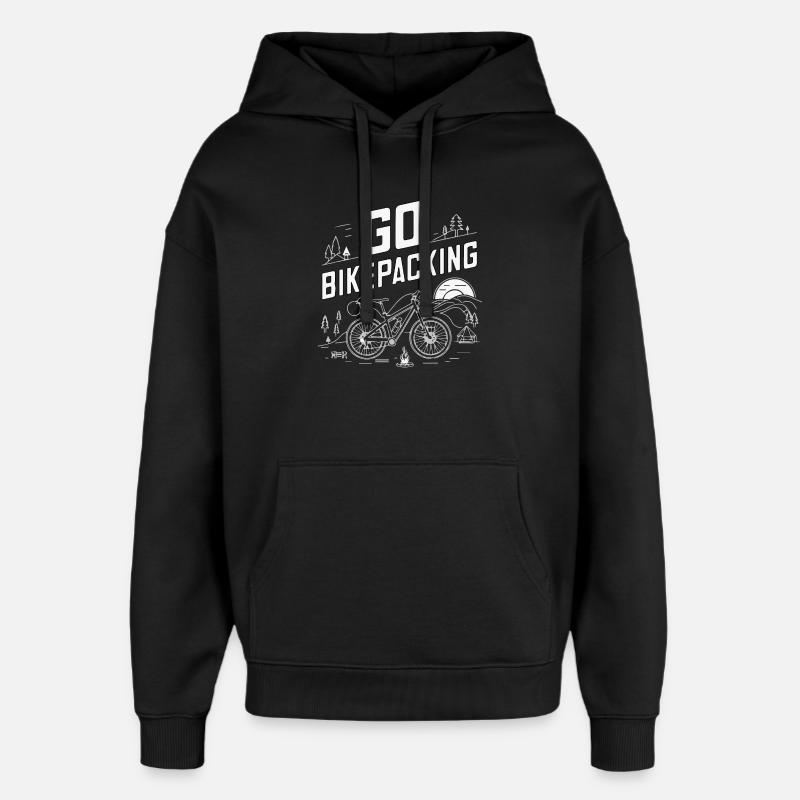 Aventure Cyclisme Go Bikepacking - Sweat à capuche unisexe Stanley/Stella Oversized - noir