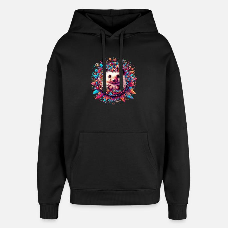 Hedgehog - Oversized Unisex Hoodie by Stanley/Stella - black