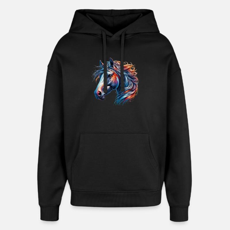 Pferd - Oversized Unisex Hoodie von Stanley/Stella - Schwarz