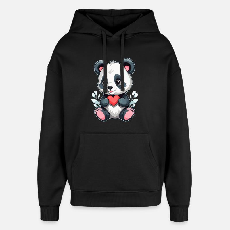 Panda mit Herz - Oversized Unisex Hoodie von Stanley/Stella - Schwarz