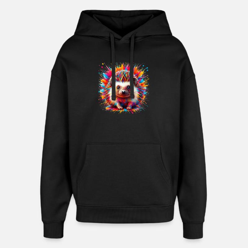 Hedgehog - Oversized Unisex Hoodie by Stanley/Stella - black