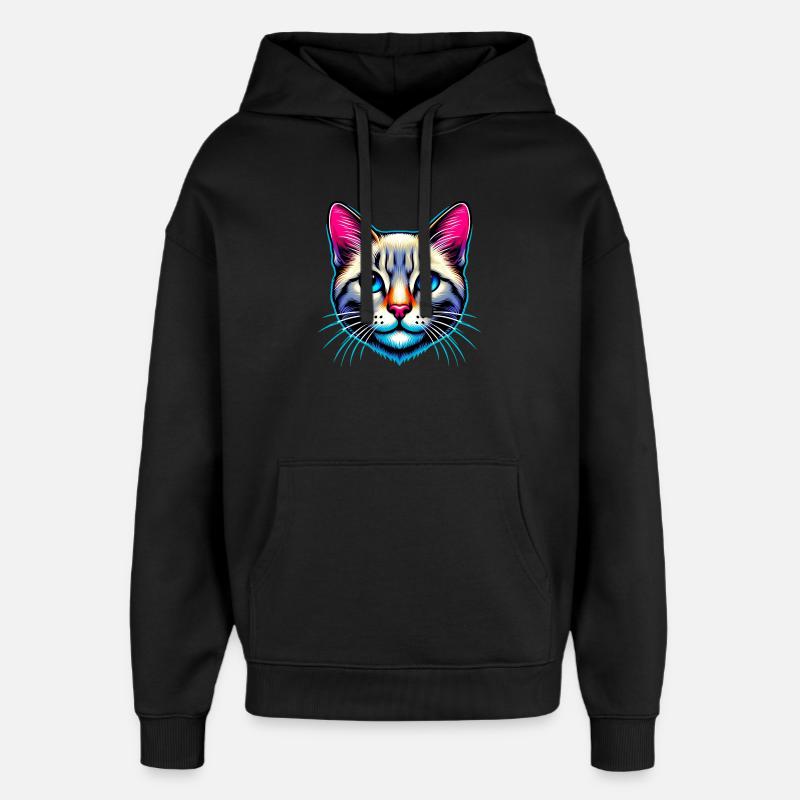 Cat - Oversized Unisex Hoodie by Stanley/Stella - black