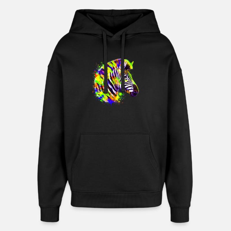 Zèbre - Sweat à capuche unisexe Stanley/Stella Oversized - noir