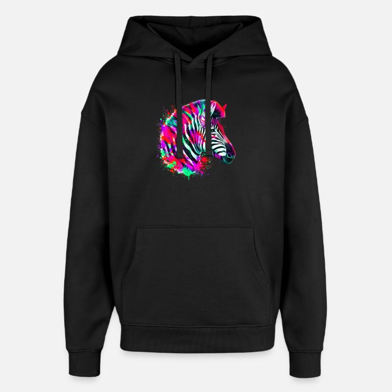Zèbre - Sweat à capuche unisexe Stanley/Stella Oversized - noir