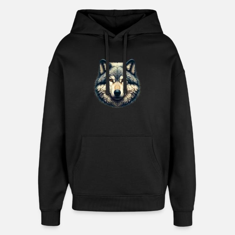 Wolf - Oversized Unisex Hoodie von Stanley/Stella - Schwarz