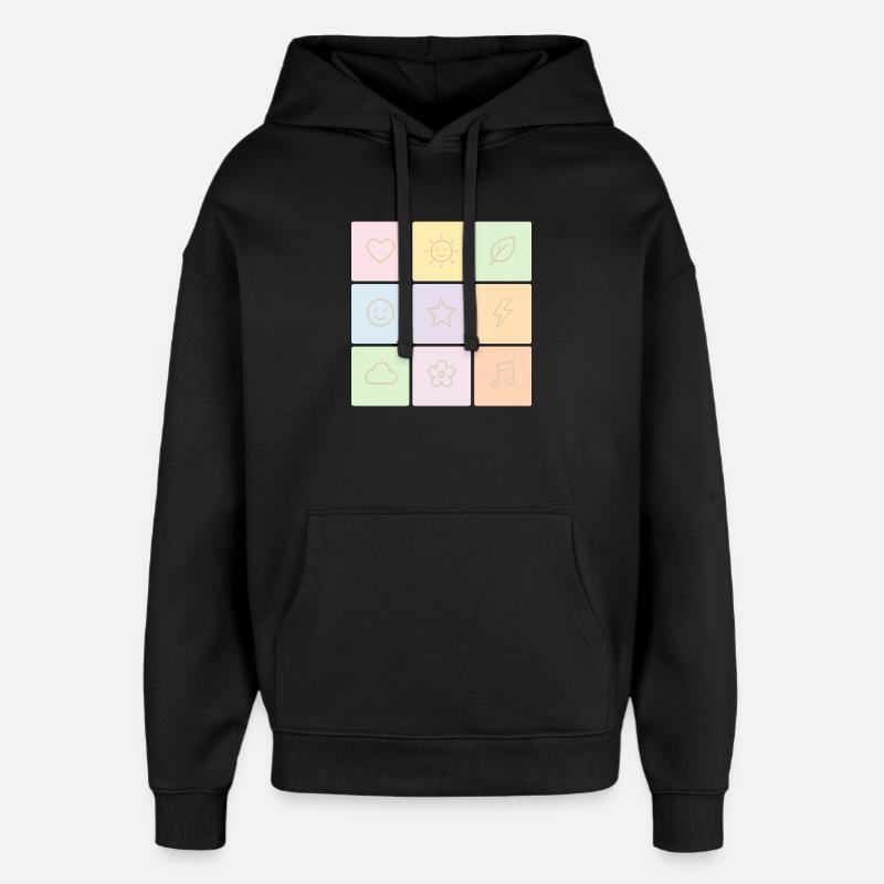 Pastel Bento Vibes - Oversized Unisex Hoodie by Stanley/Stella - black
