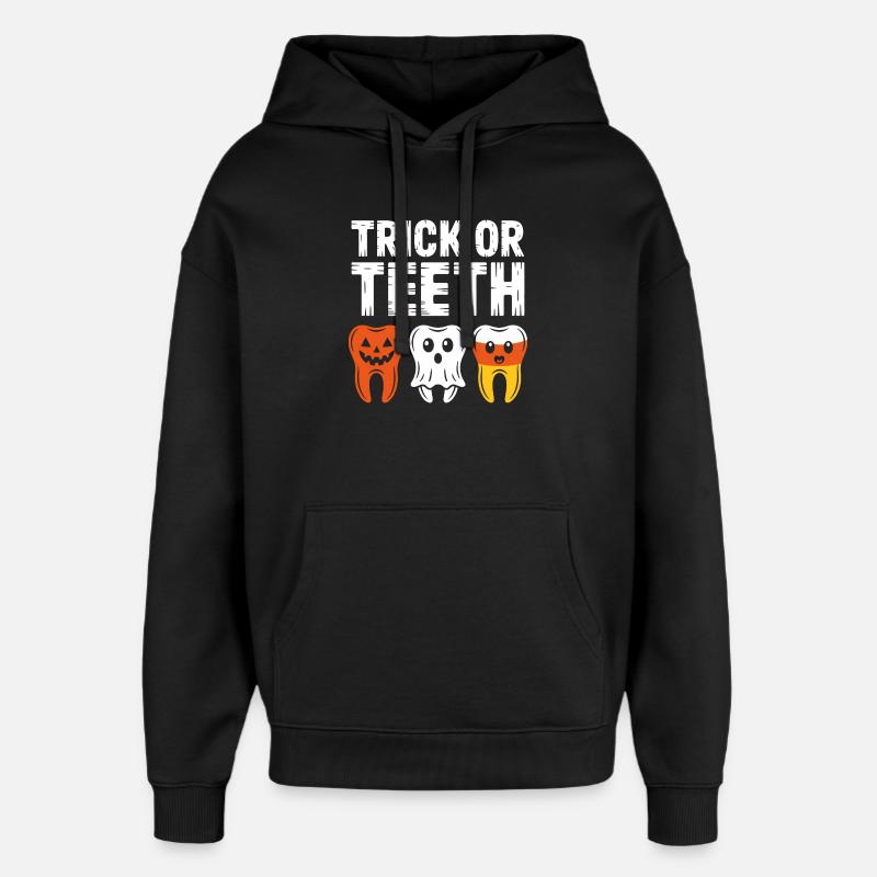Trio d’Halloween Trick or Teeth - Sweat à capuche unisexe Stanley/Stella Oversized - noir