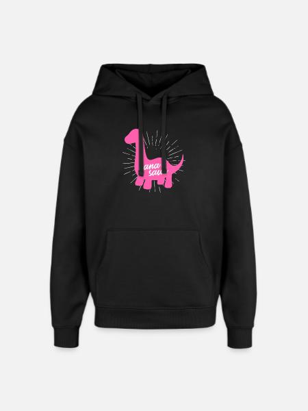 Nanasaurier-Pink-Dinosaurier-Oma-Familie - Oversized Unisex Hoodie von Stanley/Stella - Schwarz