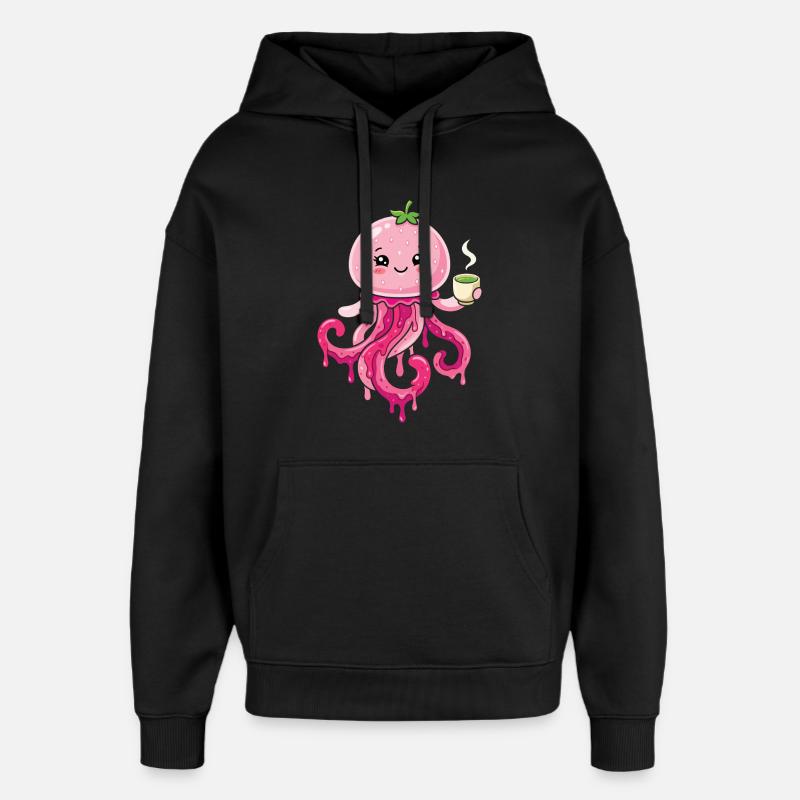 Méduse matcha de Kawaii mignonne - Sweat à capuche unisexe Stanley/Stella Oversized - noir