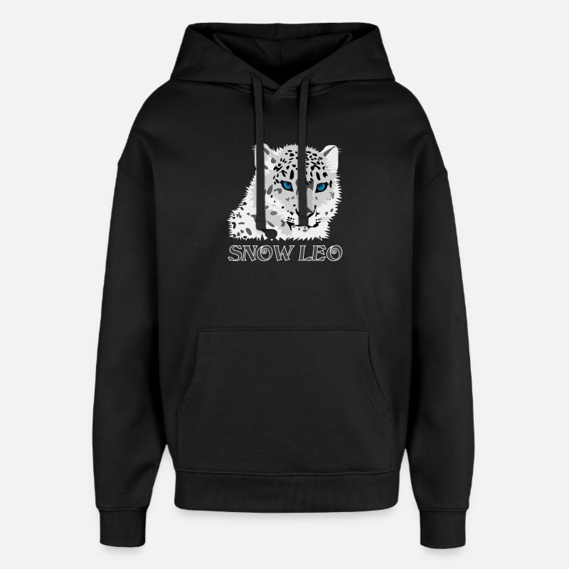 Léopard des neiges gros chat - Sweat à capuche unisexe Stanley/Stella Oversized - noir