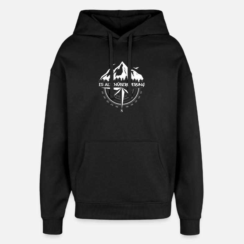E5 Alpenüberquerung - Oversized Unisex Hoodie von Stanley/Stella - Schwarz