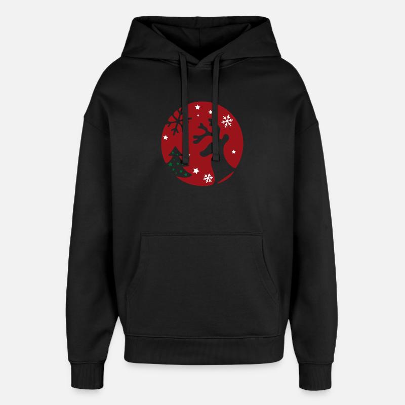 Noël, rennes, sapin de Noël - Sweat à capuche unisexe Stanley/Stella Oversized - noir