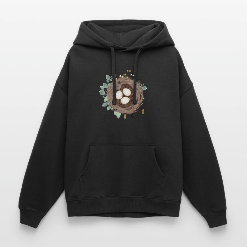 Vogelnest oder Osternest mit drei Eier und Federn Oversized Unisex Hoodie von Stanley/Stella
