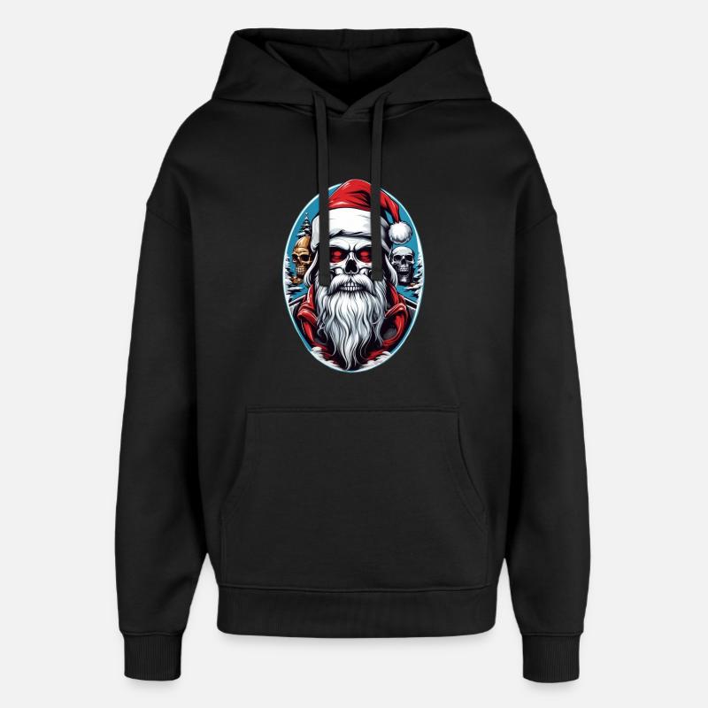 Crâne du Père Noël - Sweat à capuche unisexe Stanley/Stella Oversized - noir