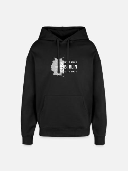 Koordinaten Berlin - Oversized Unisex Hoodie von Stanley/Stella - Schwarz