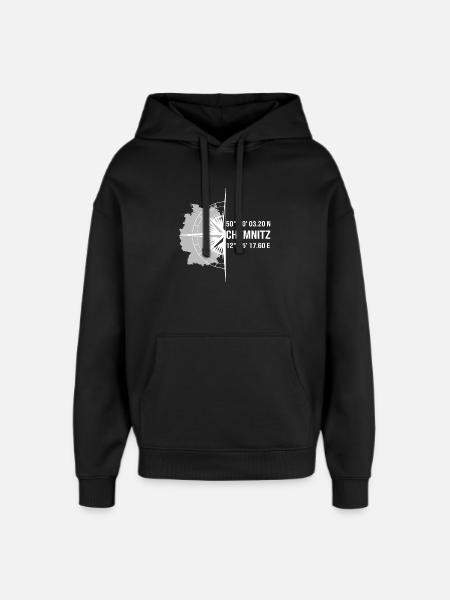 Koordinaten Chemnitz - Oversized Unisex Hoodie von Stanley/Stella - Schwarz