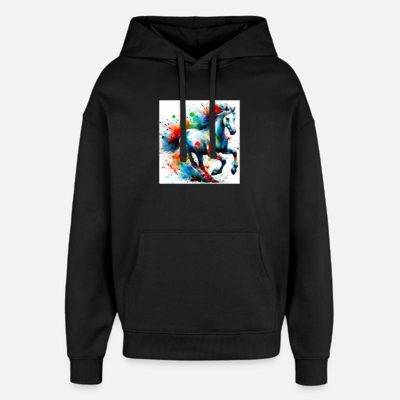 Cheval - Sweat à capuche unisexe Stanley/Stella Oversized - noir