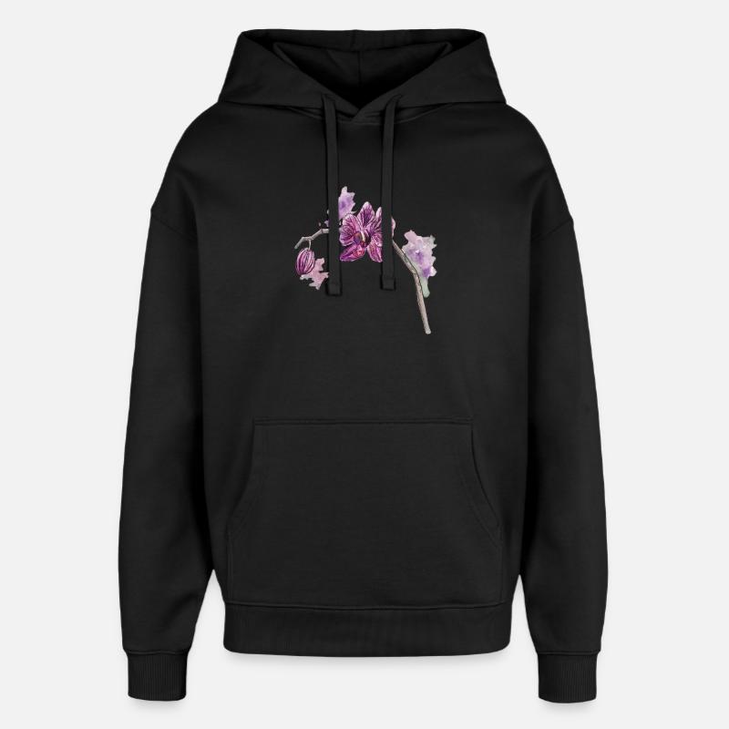 Orchidée - Plante - Fleur - Sweat à capuche unisexe Stanley/Stella Oversized - noir