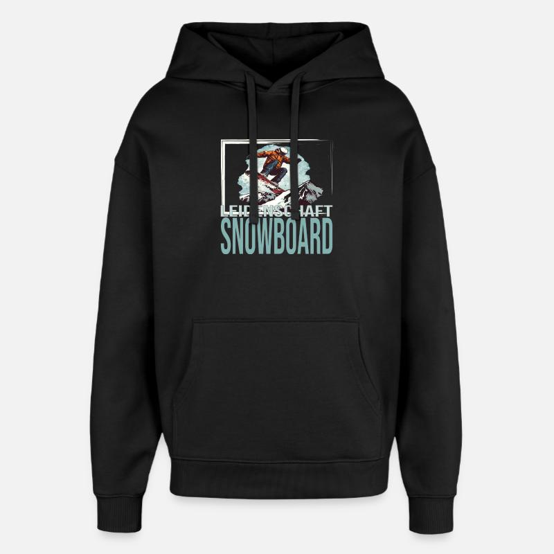 Leidenschaft Snowboard - Oversized Unisex Hoodie von Stanley/Stella - Schwarz