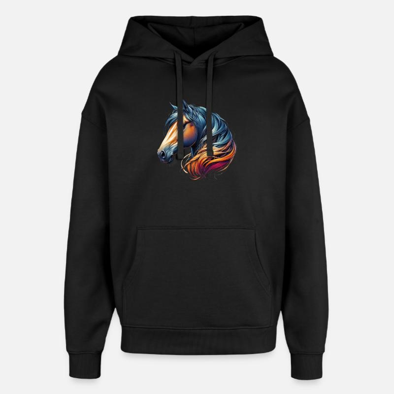 Pferd - Oversized Unisex Hoodie von Stanley/Stella - Schwarz