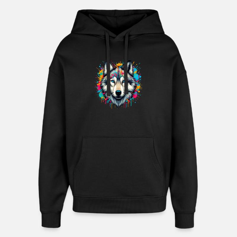 Wolf - Oversized Unisex Hoodie by Stanley/Stella - black