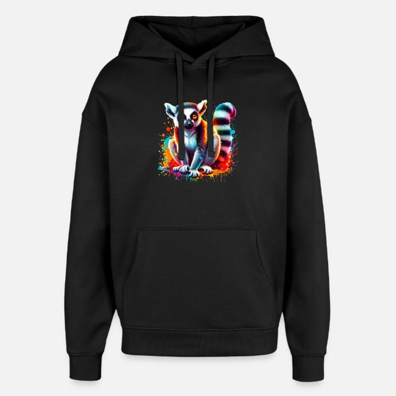 Lémurien - Sweat à capuche unisexe Stanley/Stella Oversized - noir