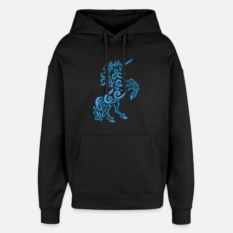 Blaues Einhorn Pferd - Oversized Unisex Hoodie von Stanley/Stella - Schwarz