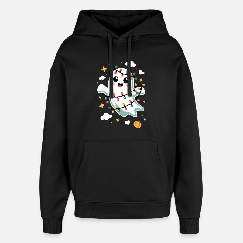 Süßer Geist mit Weihnachtslichtern - Oversized Unisex Hoodie von Stanley/Stella - Schwarz