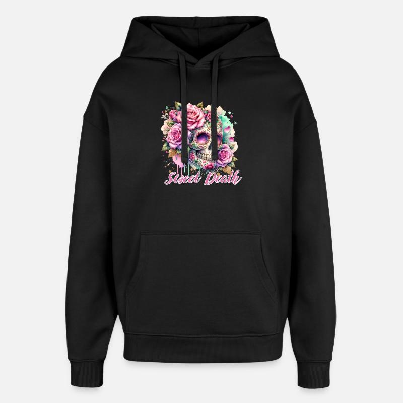 Fleurs Crâne Beauté Floraison - Sweat à capuche unisexe Stanley/Stella Oversized - noir