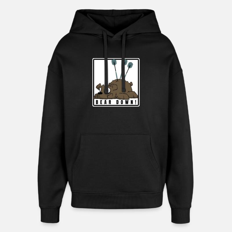 Lustiges Darts Comic Motiv. BEAR DOWN ! - Oversized Unisex Hoodie von Stanley/Stella - Schwarz