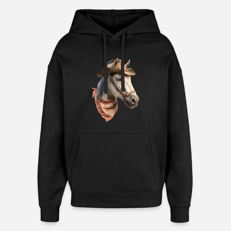 Perd Cowboy - Sweat à capuche unisexe Stanley/Stella Oversized - noir