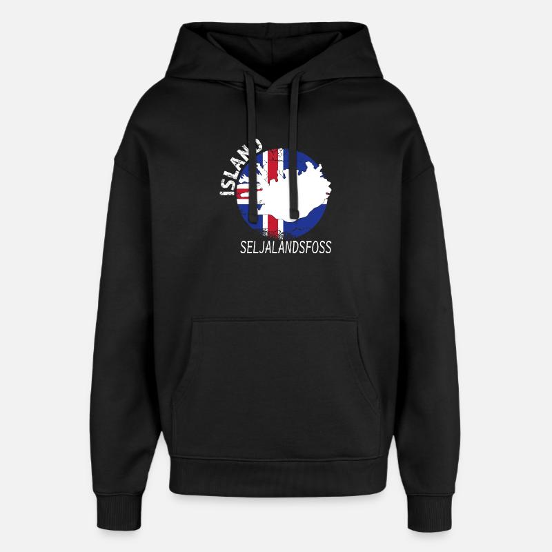 Seljalandsfoss - Sweat à capuche unisexe Stanley/Stella Oversized - noir