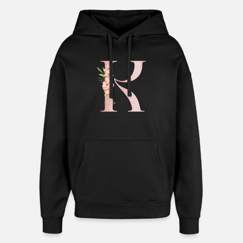 Monogramme floral R pastel - Sweat à capuche unisexe Stanley/Stella Oversized - noir