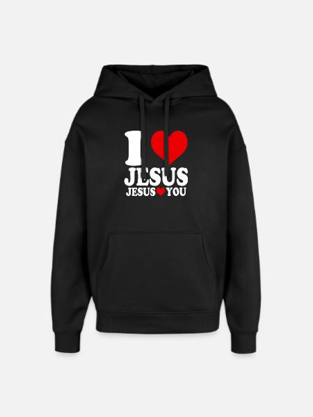 Ik hou van Jezus en Jezus houdt van U - Stanley/Stella Oversized Unisex Hoodie - zwart