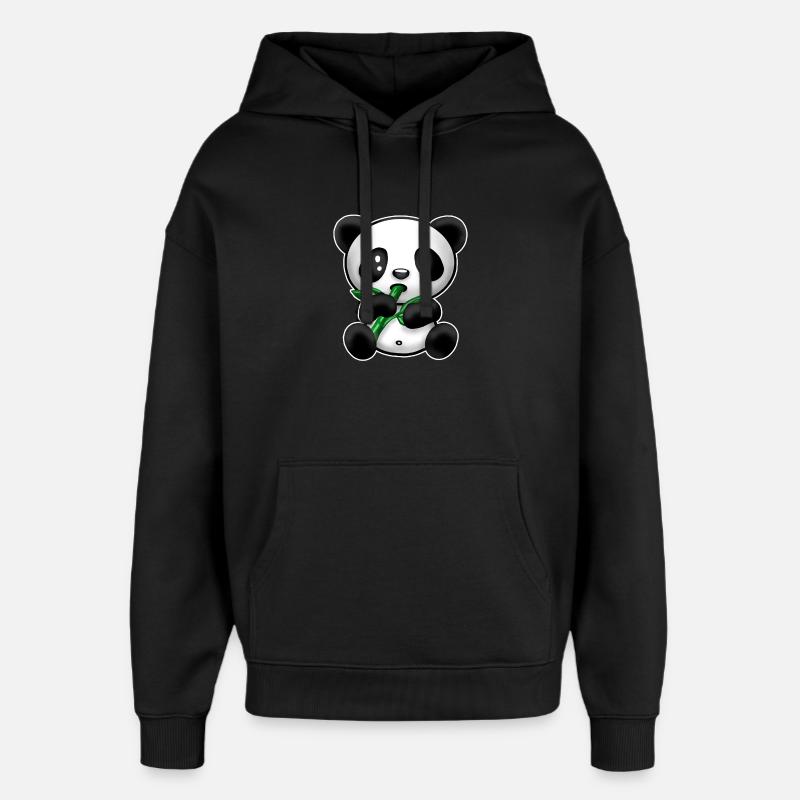 Panda avec du bambou - Sweat à capuche unisexe Stanley/Stella Oversized - noir
