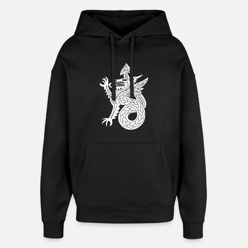 White Dragon - Oversized Unisex Hoodie by Stanley/Stella - black