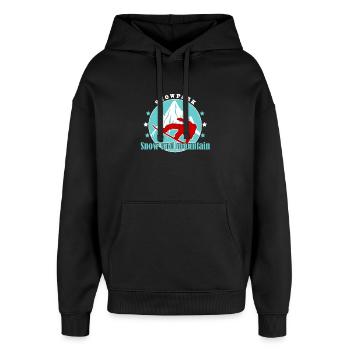 Berg- und Alpinski-Illustration - Oversized Unisex Hoodie von Stanley/Stella - Schwarz - Vorne - AI Model Female 172 light (172cm) & AI Model Male 185 light (185cm)