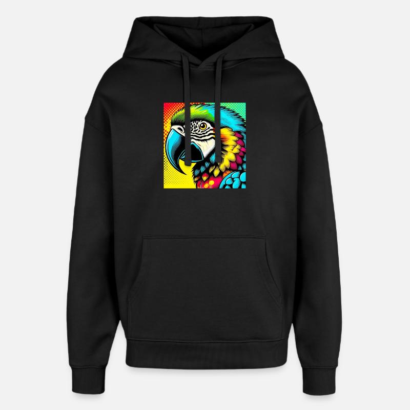 Perroquet Pop Art - Sweat à capuche unisexe Stanley/Stella Oversized - noir