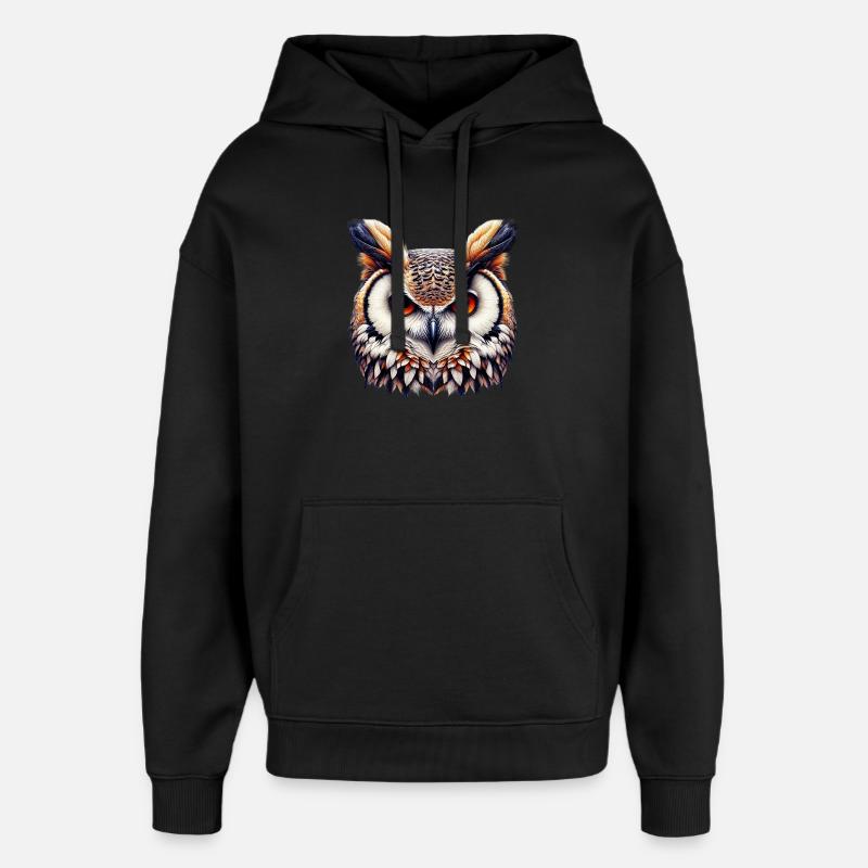 Eule - Oversized Unisex Hoodie von Stanley/Stella - Schwarz