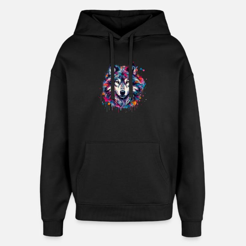 Wolf - Oversized Unisex Hoodie by Stanley/Stella - black