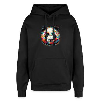 Panda - Oversized Unisex Hoodie von Stanley/Stella - Schwarz - Vorne - AI Model Female 172 light (172cm) & AI Model Male 185 light (185cm)