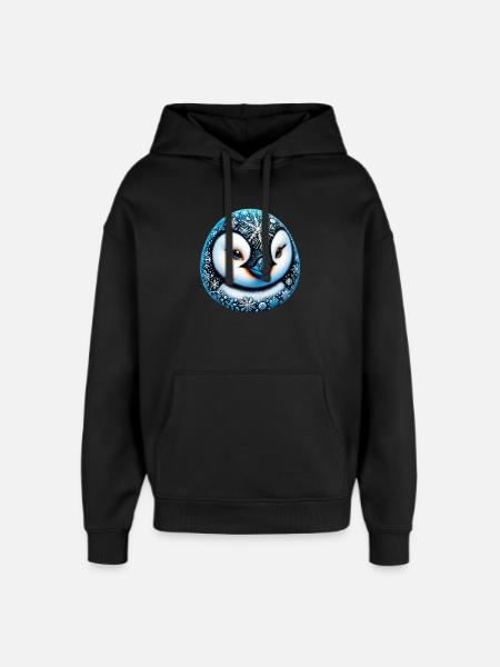Penguin Snowflake Snowflakes - Oversized Unisex Hoodie by Stanley/Stella - black