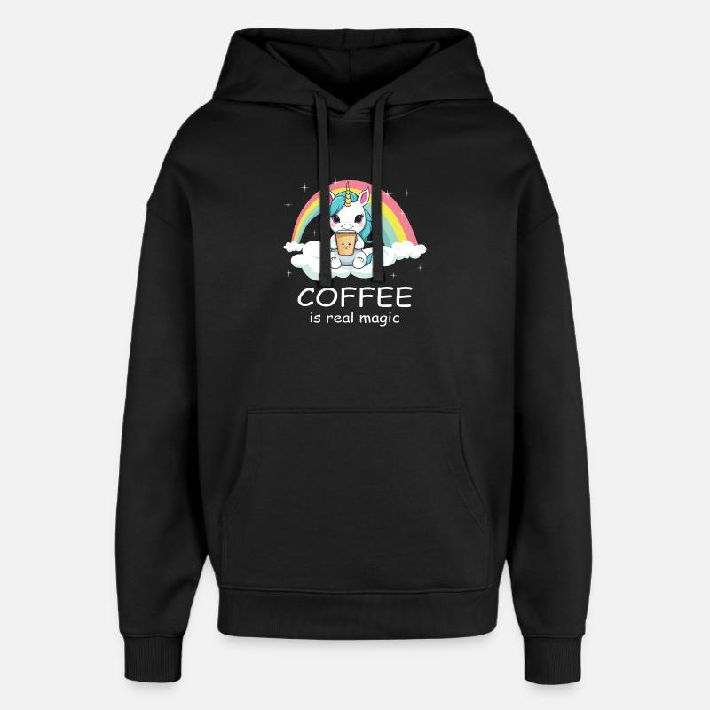 Süßes Kaffee Einhorn - Oversized Unisex Hoodie von Stanley/Stella - Schwarz
