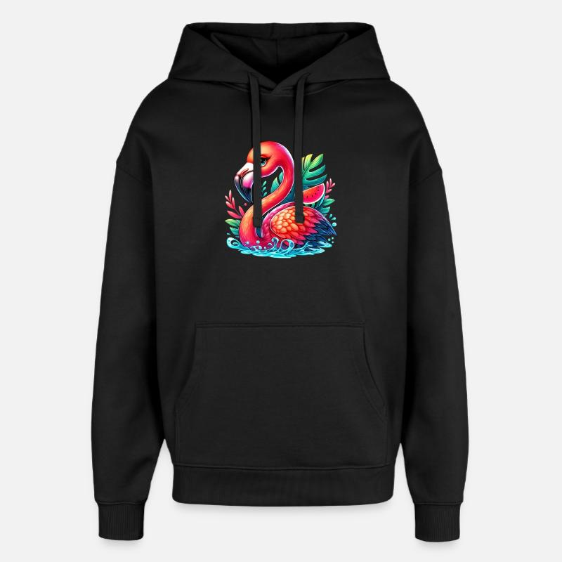 Flamant - Sweat à capuche unisexe Stanley/Stella Oversized - noir