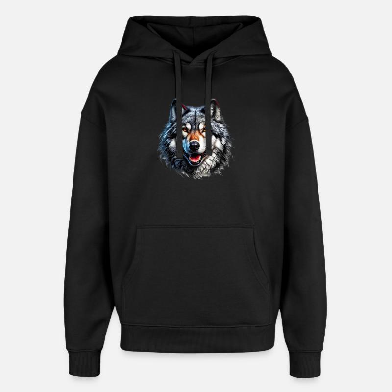 Loup - Sweat à capuche unisexe Stanley/Stella Oversized - noir