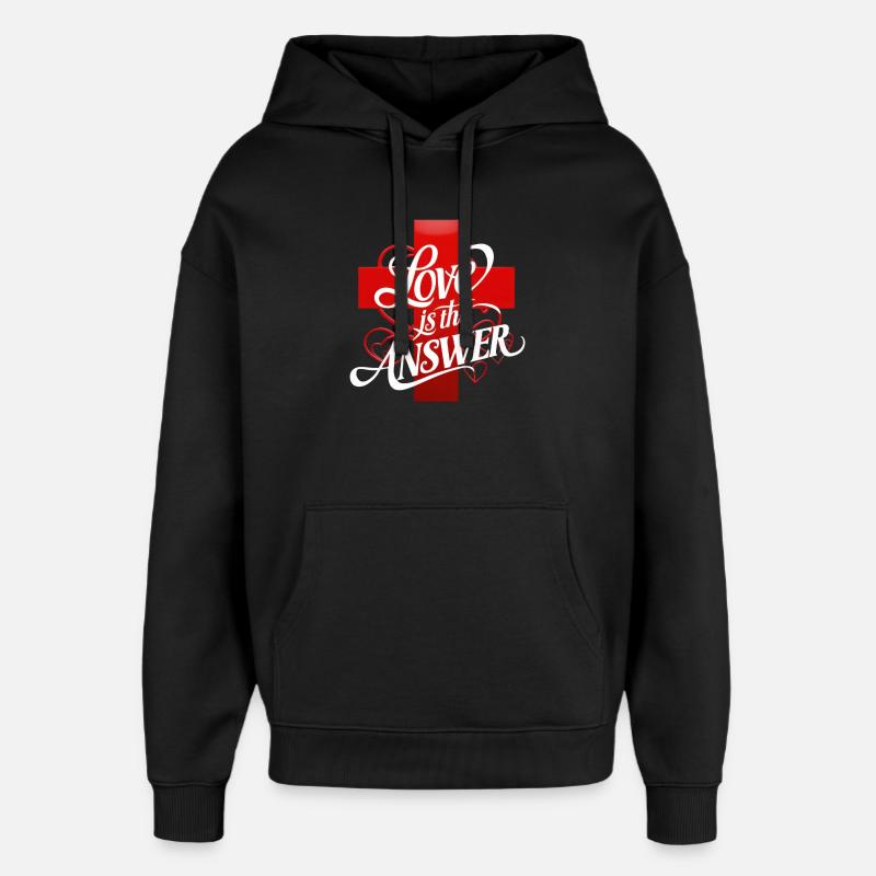 Love is the answer Lettering - Oversized Unisex Hoodie by Stanley/Stella - black